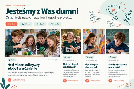 Moduł osiągnięć uczniów z historiami sukcesów w nauce, sporcie i sztuce