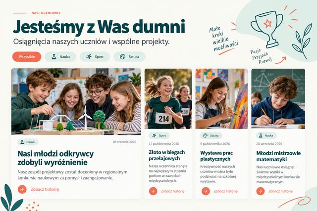 Moduł osiągnięć uczniów z historiami sukcesów w nauce, sporcie i sztuce